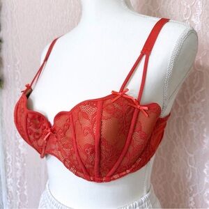 NWT Adore Me Dusana Push Up Balconette Bra - Size 38C - Baked Apple/Sirocco Red
